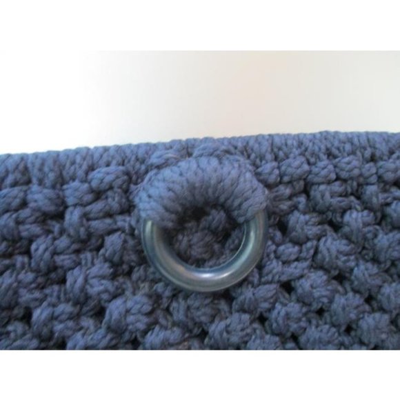 *Vintage BOHO Navy Blue Heavy Macrame Fabric Satchel - Picture 2 of 8